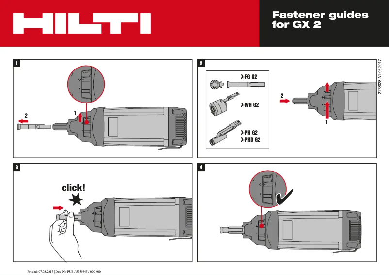 Page 1 de la notice Instructions / montage Hilti X-WH G2
