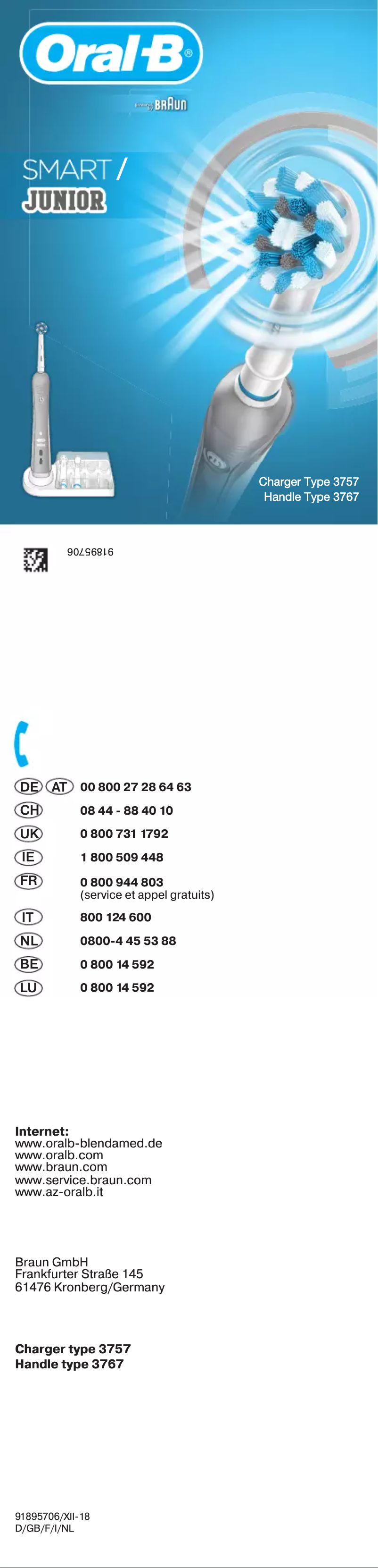 Page 1 de la notice Manuel utilisateur Oral-B Junior