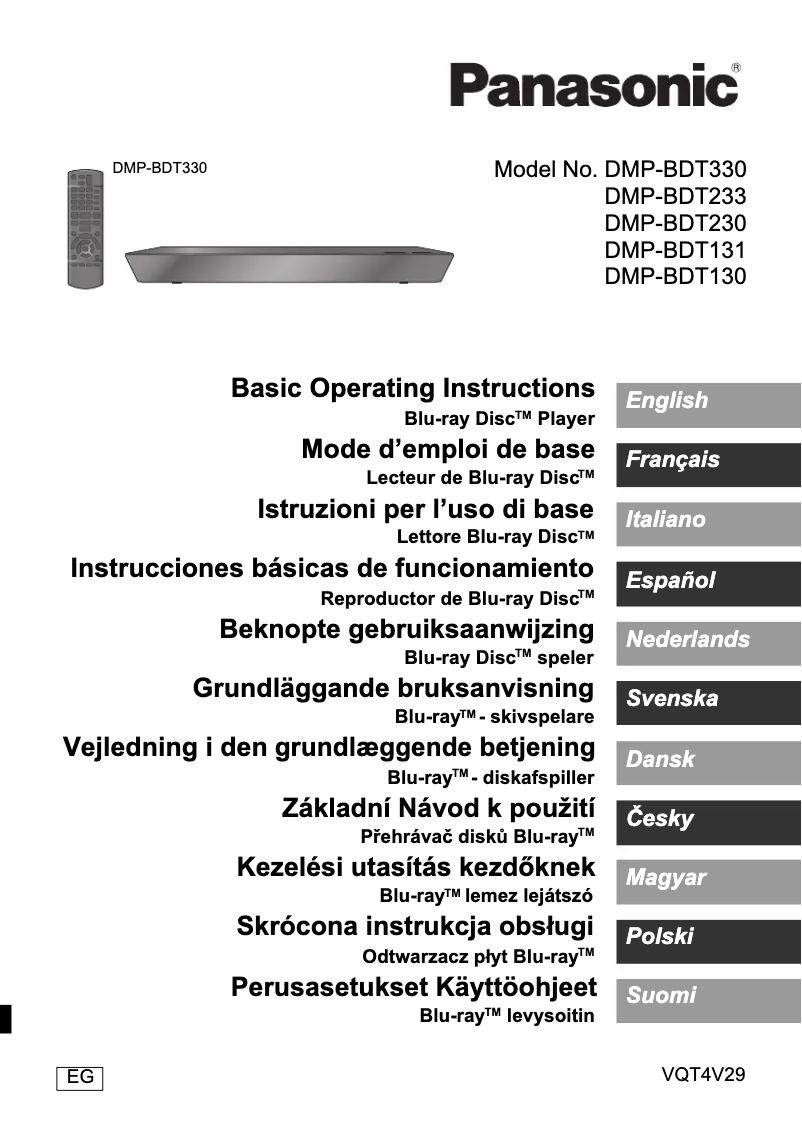 Page 1 de la notice Manuel utilisateur Panasonic DMP-BDT230