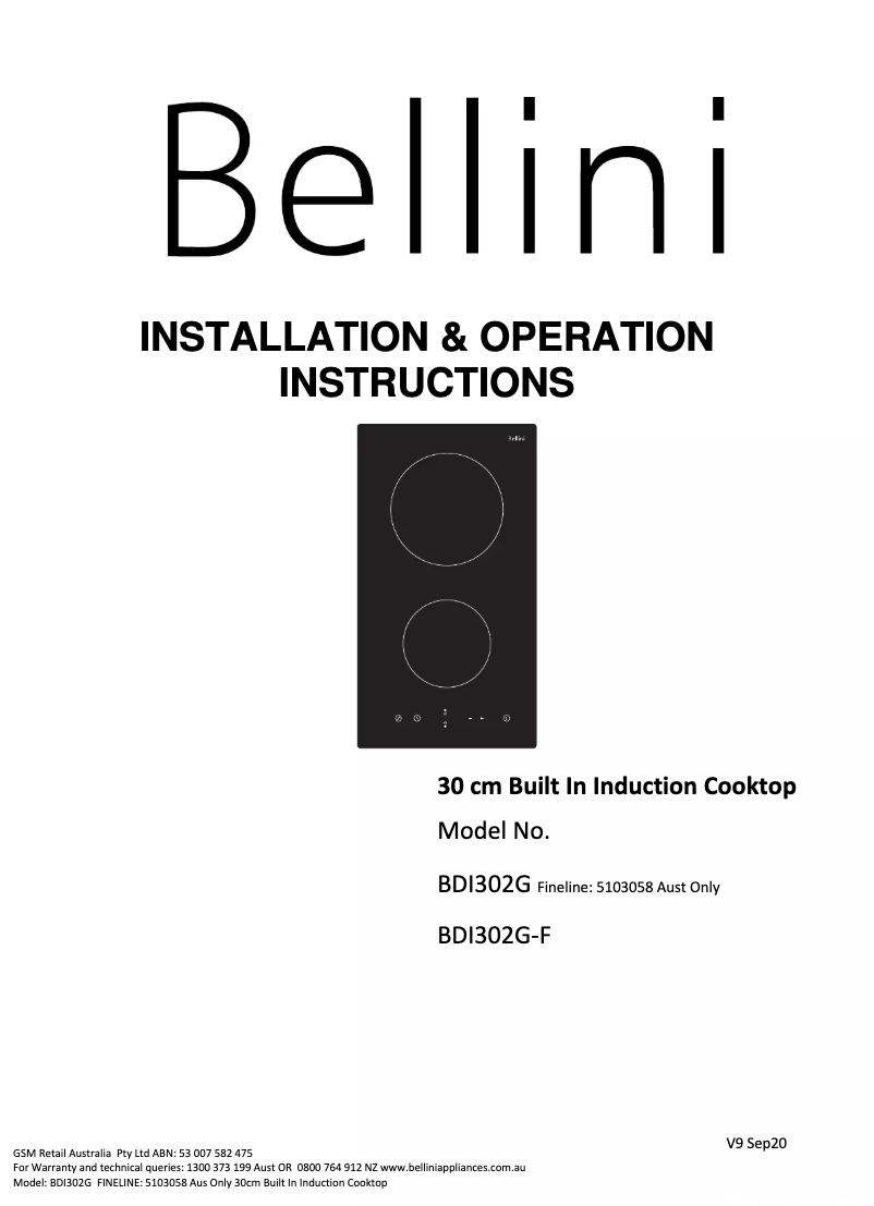 Page n°1 - Manuel utilisateur Bellini BDI302G