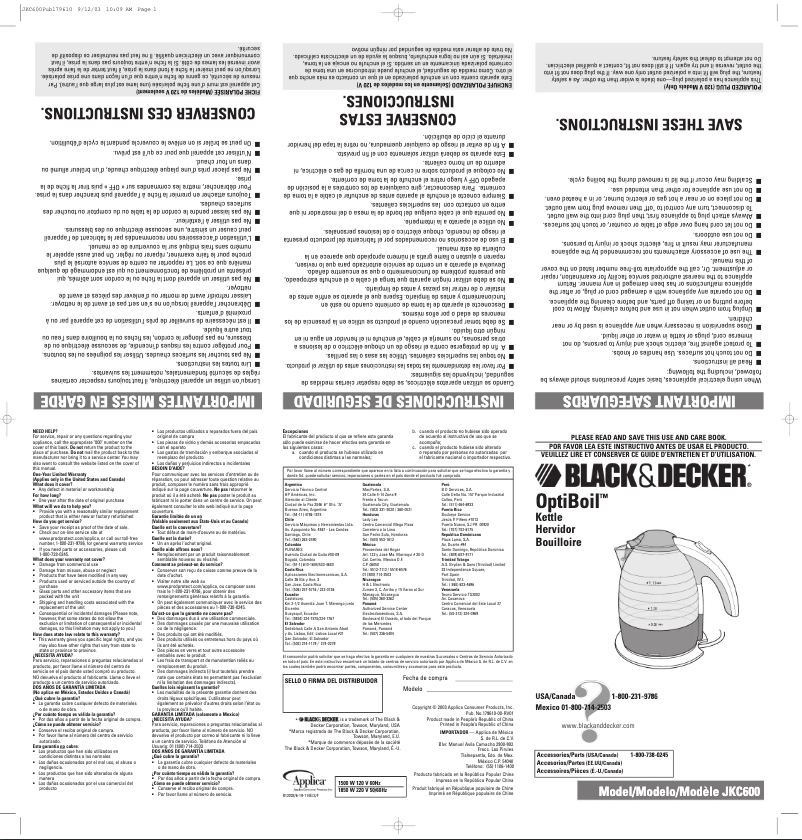 Page 1 de la notice Manuel utilisateur Black & Decker JKC600