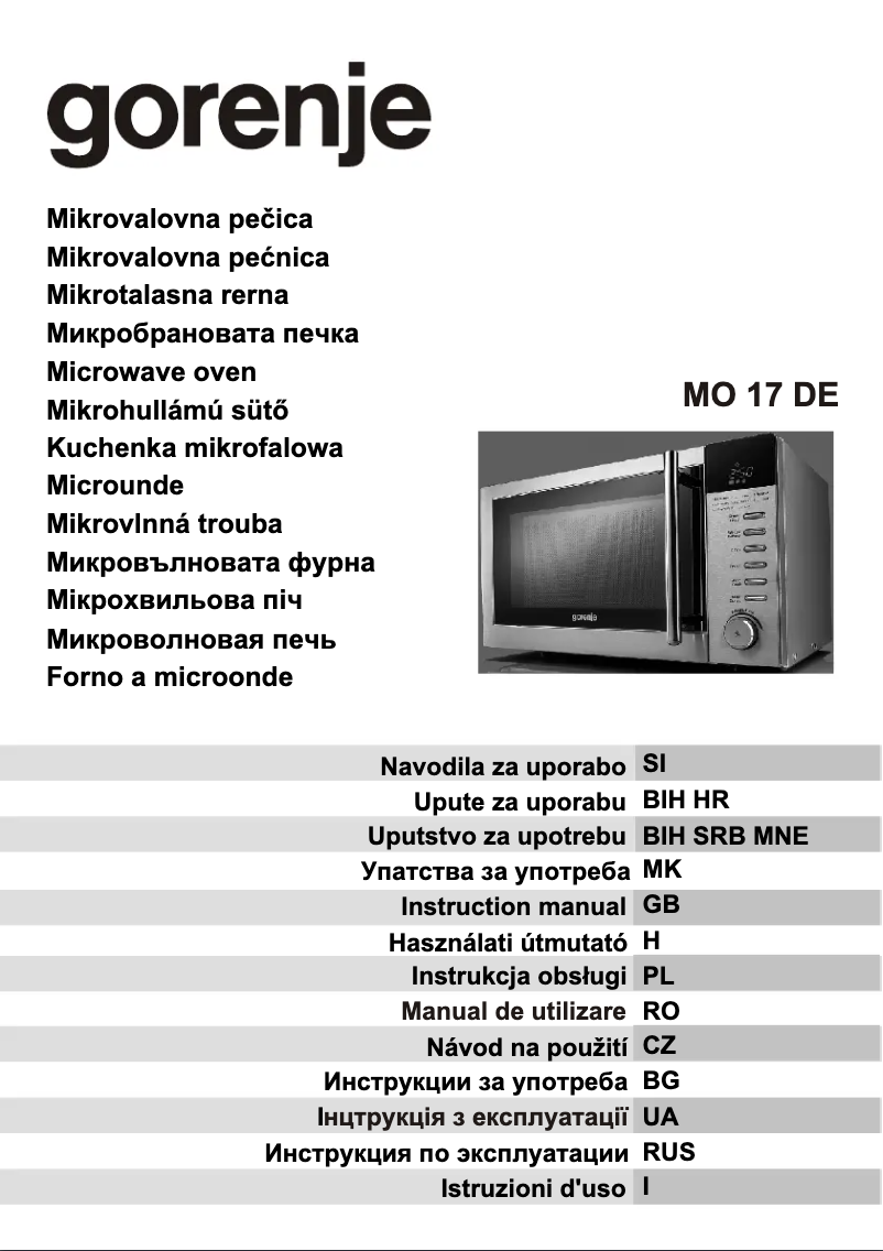 Page 1 de la notice Manuel utilisateur Gorenje MO17DE