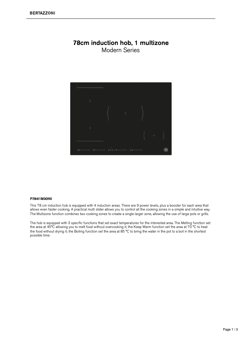 Página 1 del manual Ficha técnica Bertazzoni P784I1M30NV