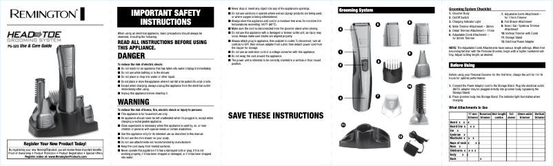 Page 1 de la notice Manuel utilisateur Remington PG520T