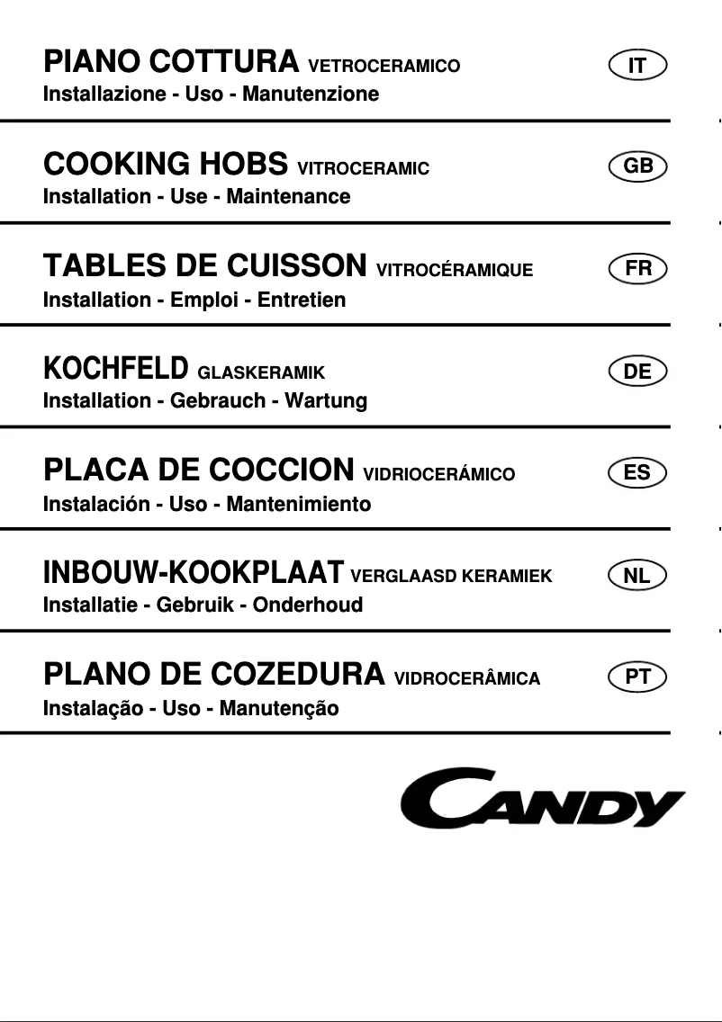 Page 1 de la notice Manuel utilisateur Candy PDVG35X