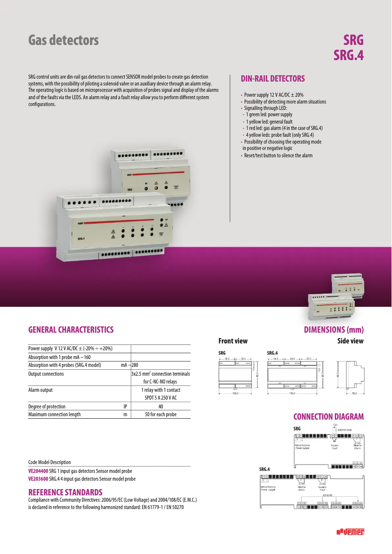 Page n°1 - Fiche technique Vemer SRG.4