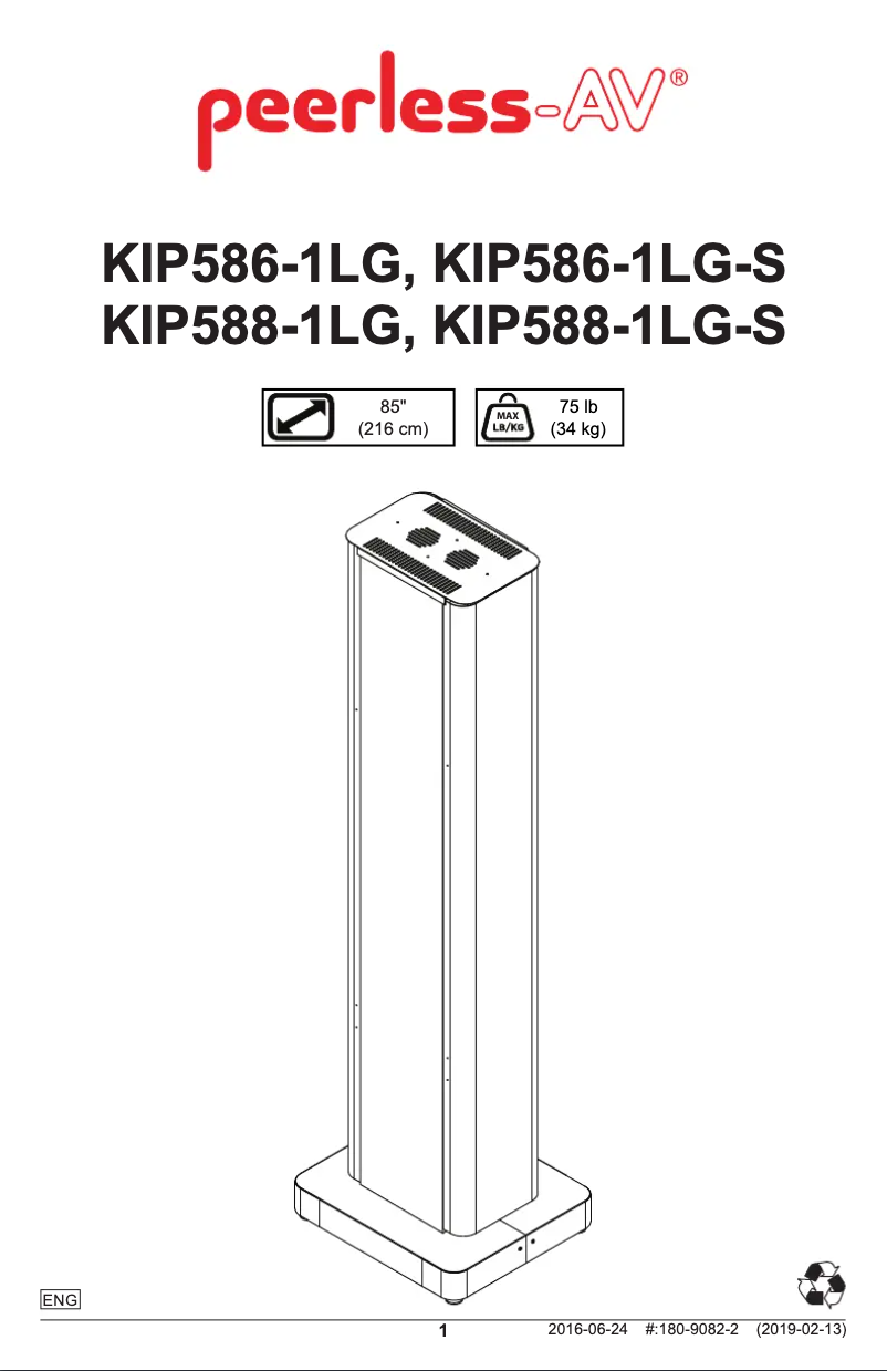 Page 1 de la notice Manuel utilisateur Peerless-AV KIP588-4LG-EUK
