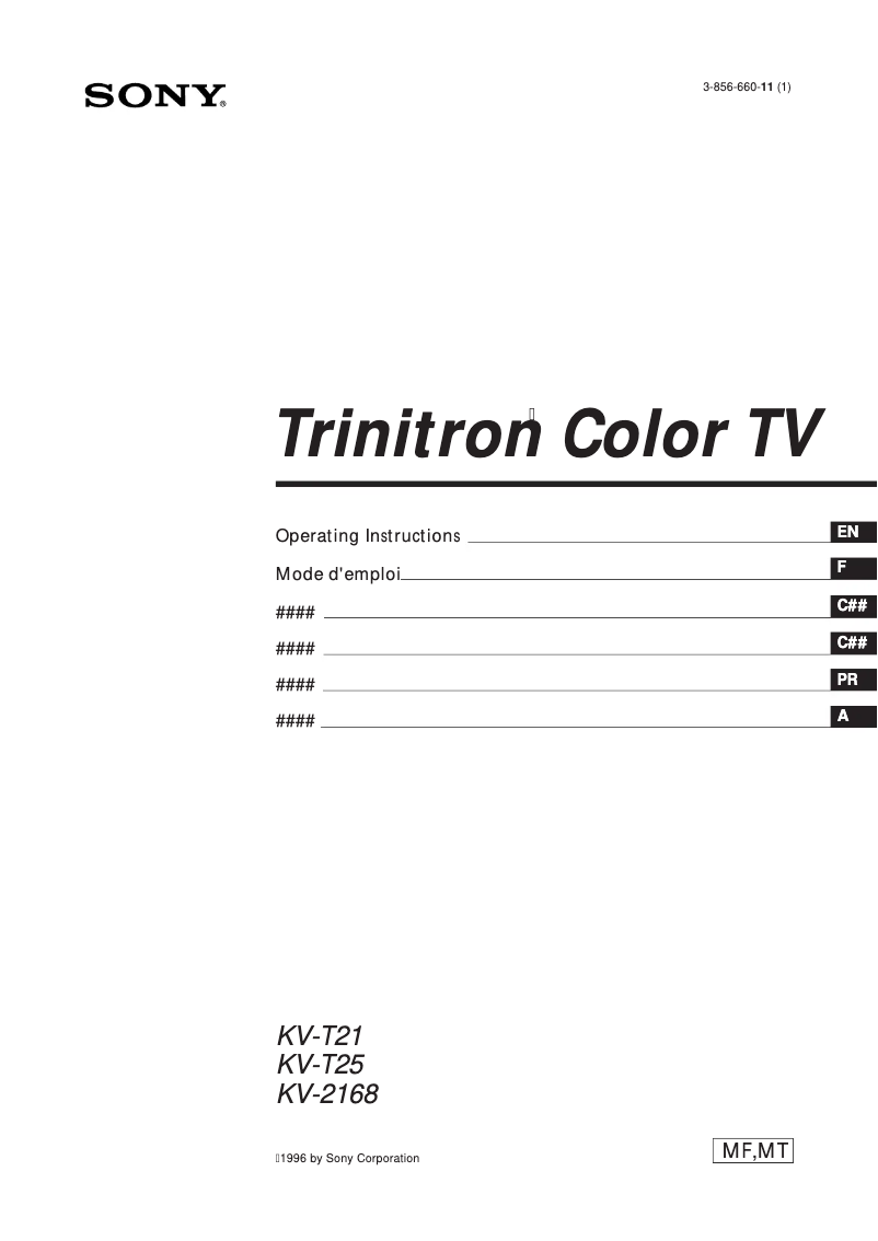 Página 1 del manual Manual de usuario Sony Trinitron KV-2168MTJ
