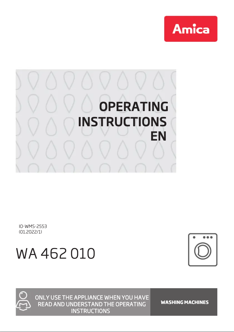 Page n°1 - Manuel utilisateur Amica WA 462 010