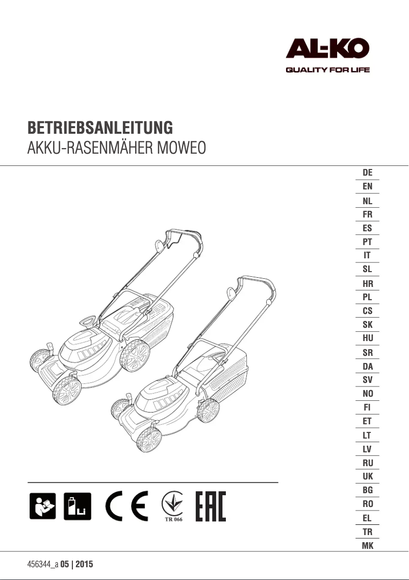 Page 1 de la notice Manuel utilisateur AL-KO Moweo 42.1 Li SP
