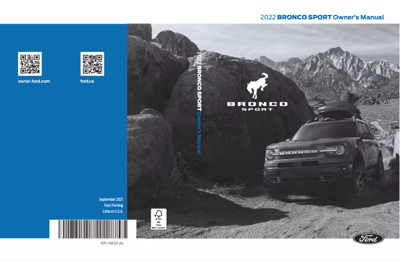 Page 1 de la notice Manuel utilisateur Ford Bronco Sport (2022)