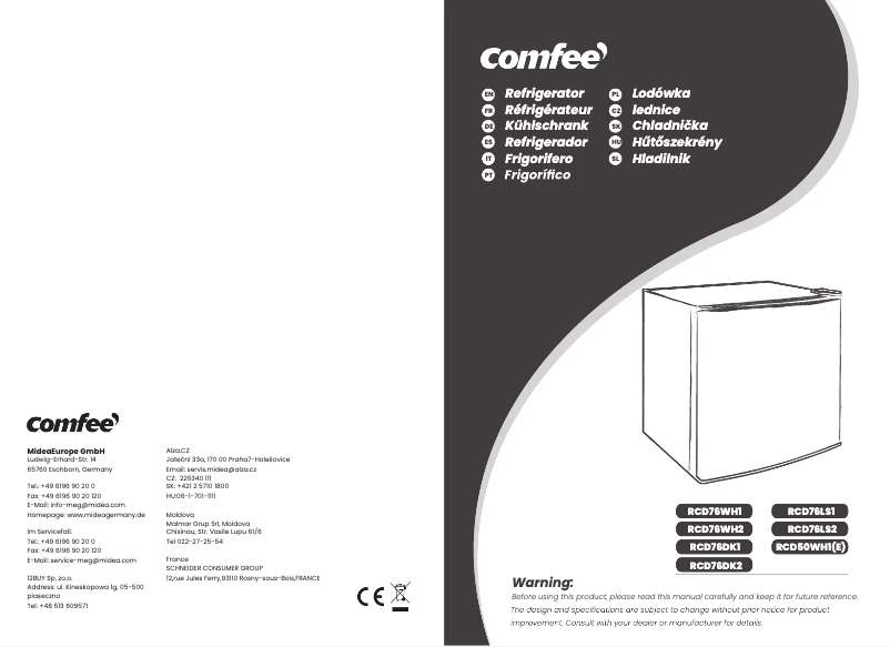 Página 1 del manual Manual de usuario Comfee RCD76WH1
