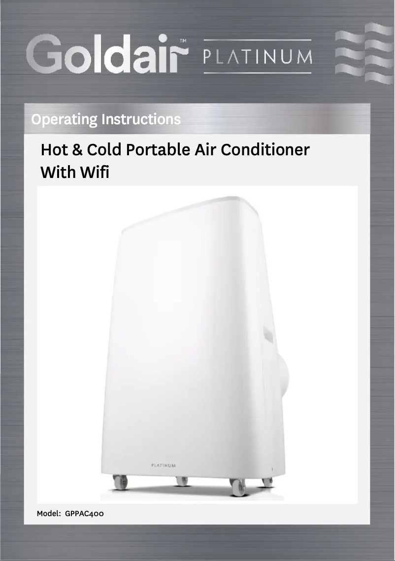 Page 1 de la notice Manuel utilisateur GoldAir Platinum GPPAC400