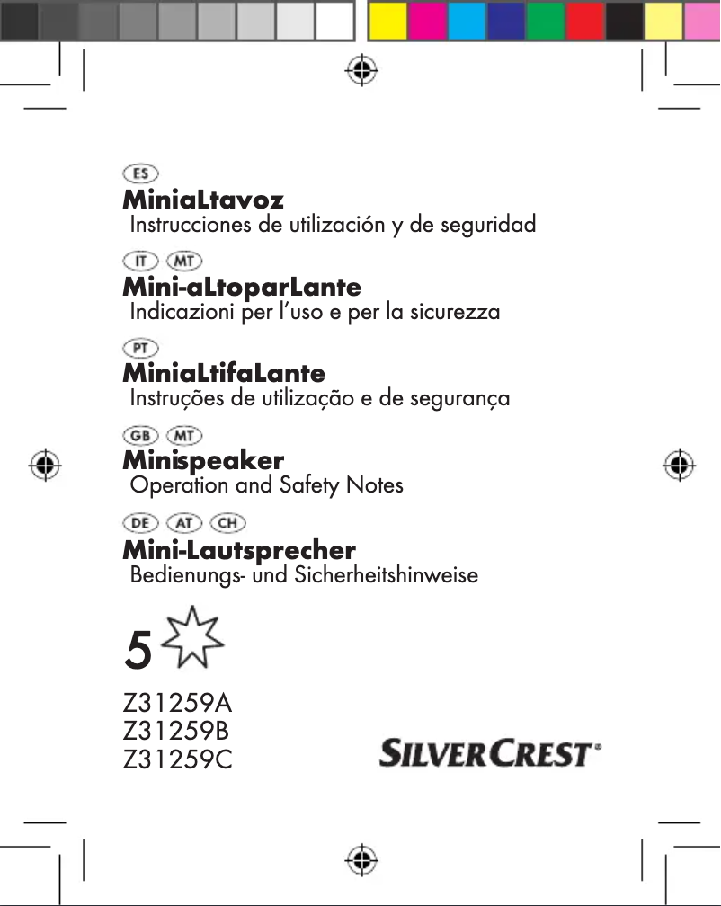 Page n°1 - Manuel utilisateur SilverCrest Z31259A