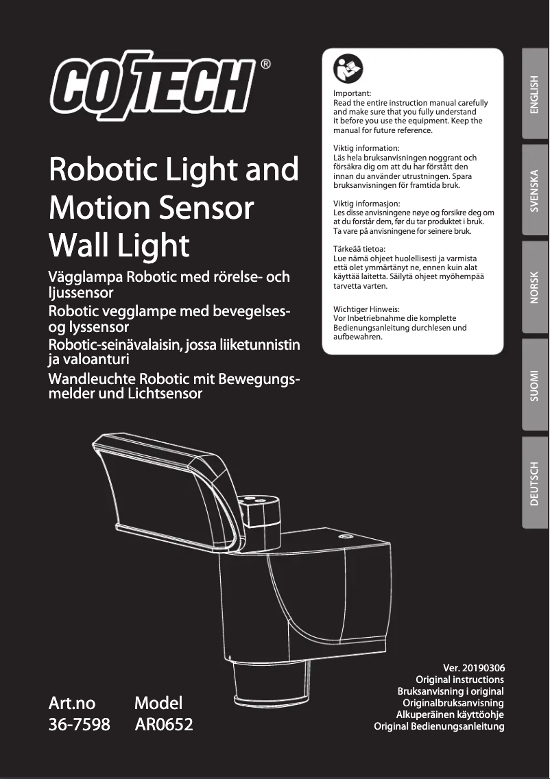 Page n°1 - Manuel utilisateur Cotech AR0652