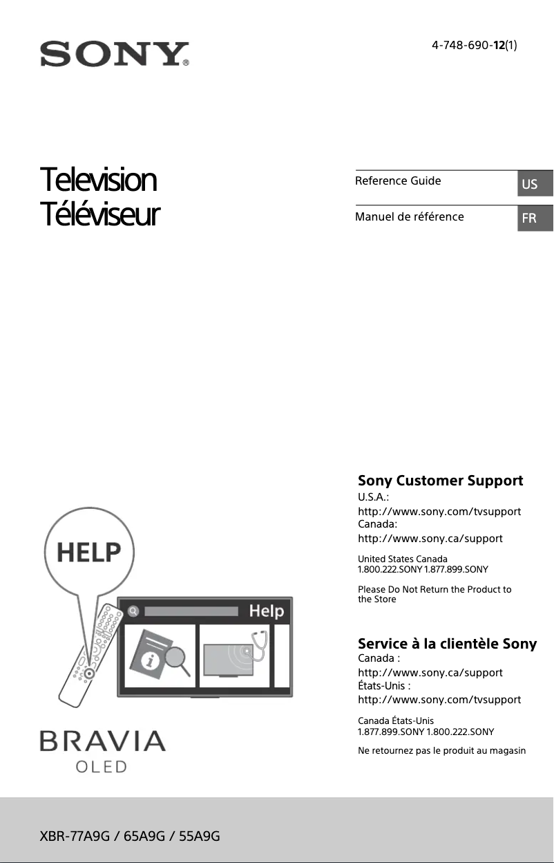 Page 1 de la notice Manuel utilisateur Sony Bravia XBR-77A9G