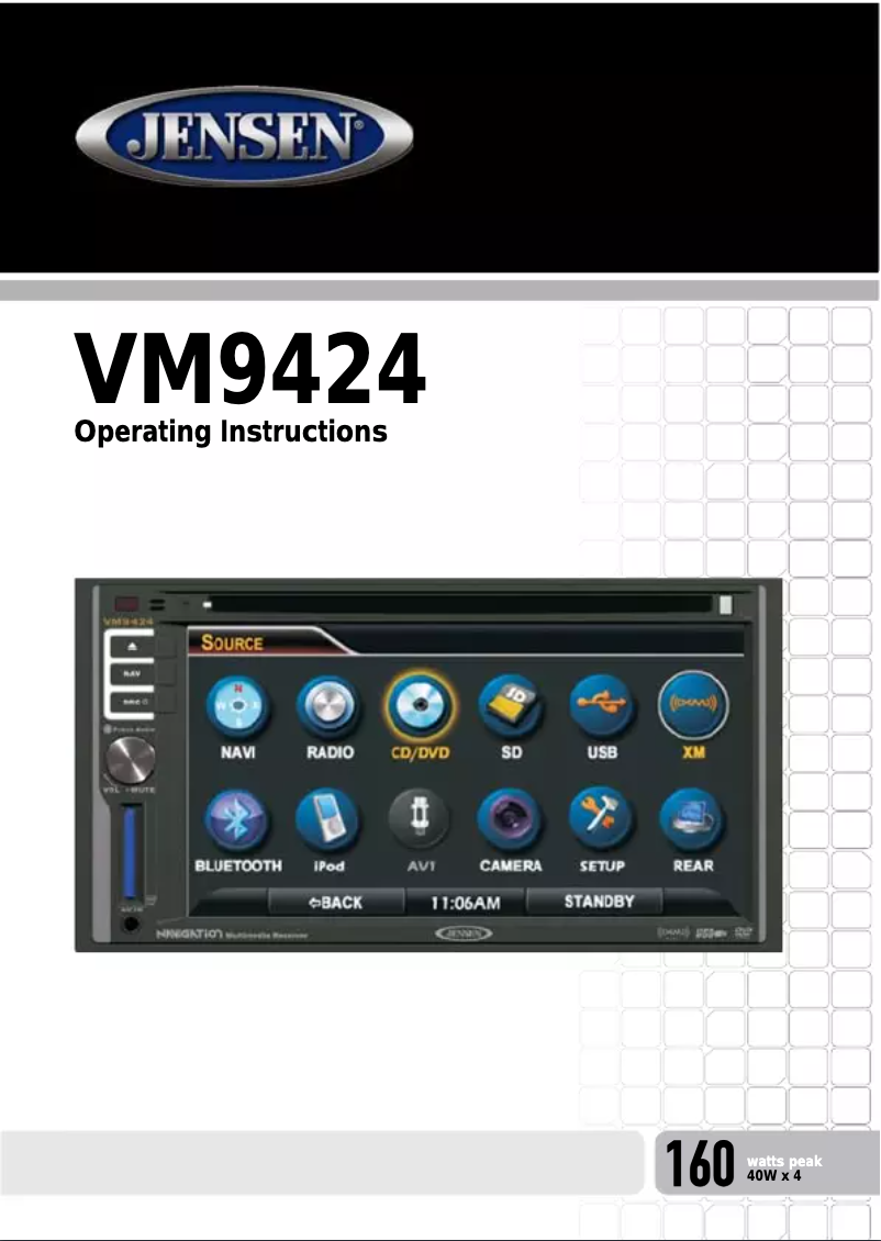 Page 1 de la notice Manuel utilisateur Jensen VM9424