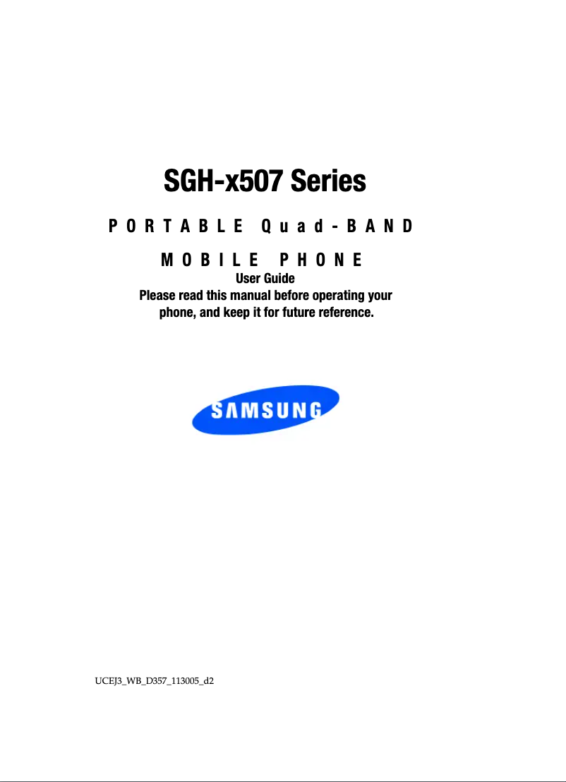 Page n°1 - Manuel utilisateur Samsung SGH-X507