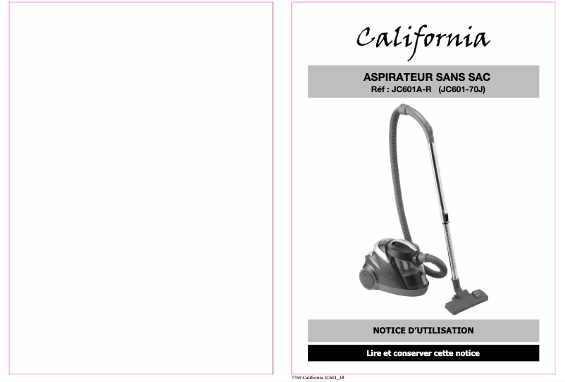 Page 1 de la notice Manuel utilisateur California JC601