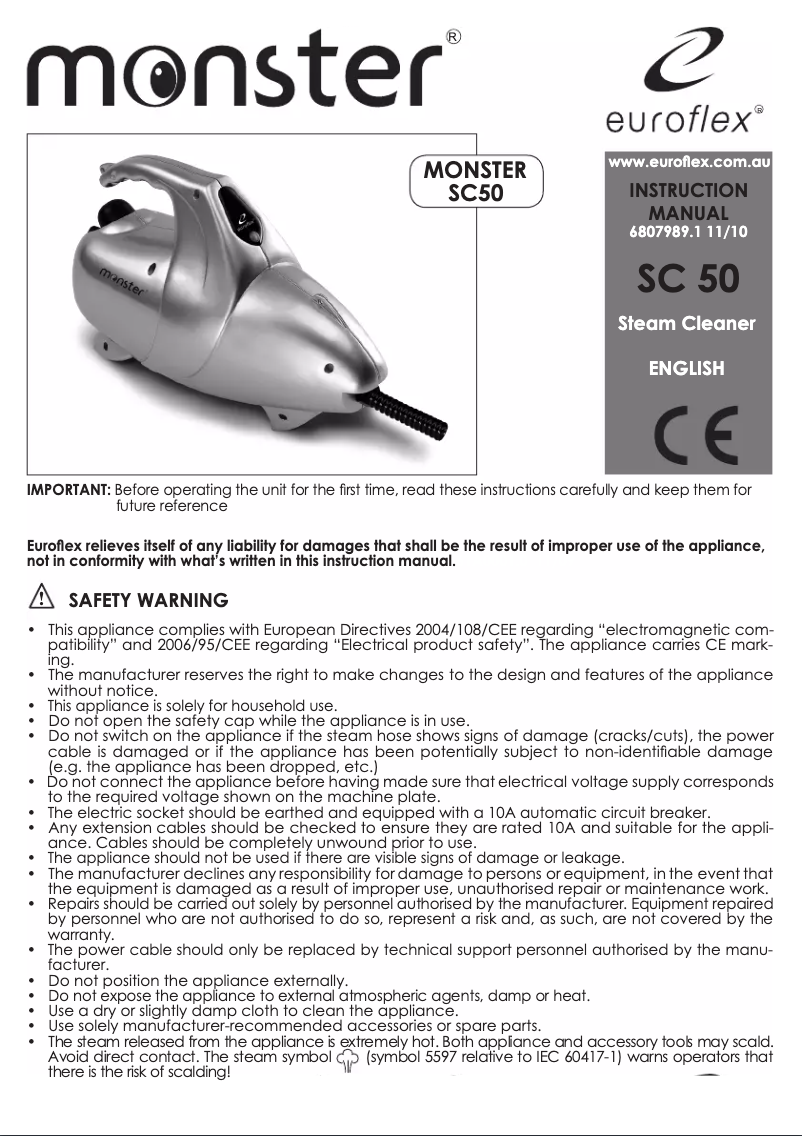 Page n°1 - Manuel utilisateur Euroflex Monster SC50