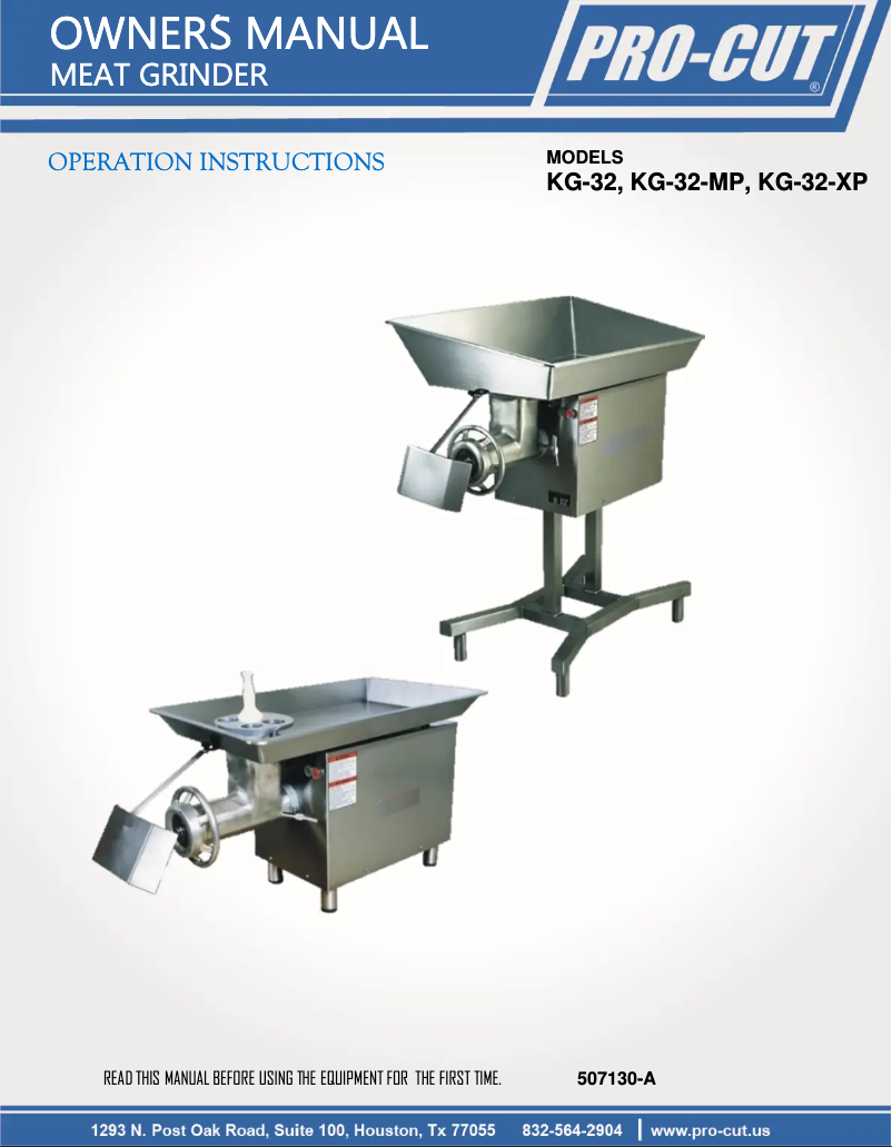 Page n°1 - Manuel utilisateur Pro-Cut KG-32-XP
