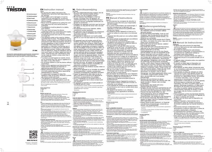 Page 1 de la notice Manuel utilisateur TriStar CP-3006