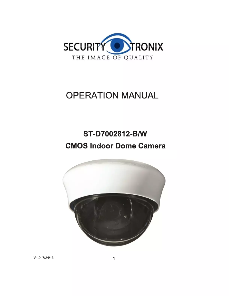 Page n°1 - Manuel utilisateur Security Tronix ST-D7002812-B