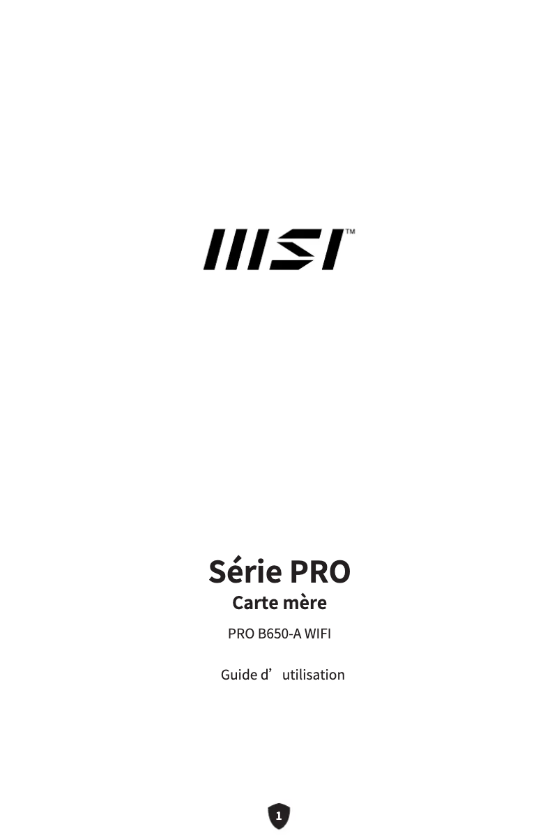 Page 1 de la notice Manuel utilisateur MSI PRO B650-A WIFI
