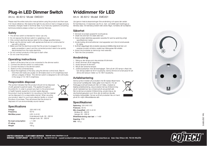 Page 1 de la notice Manuel utilisateur Cotech EMD201