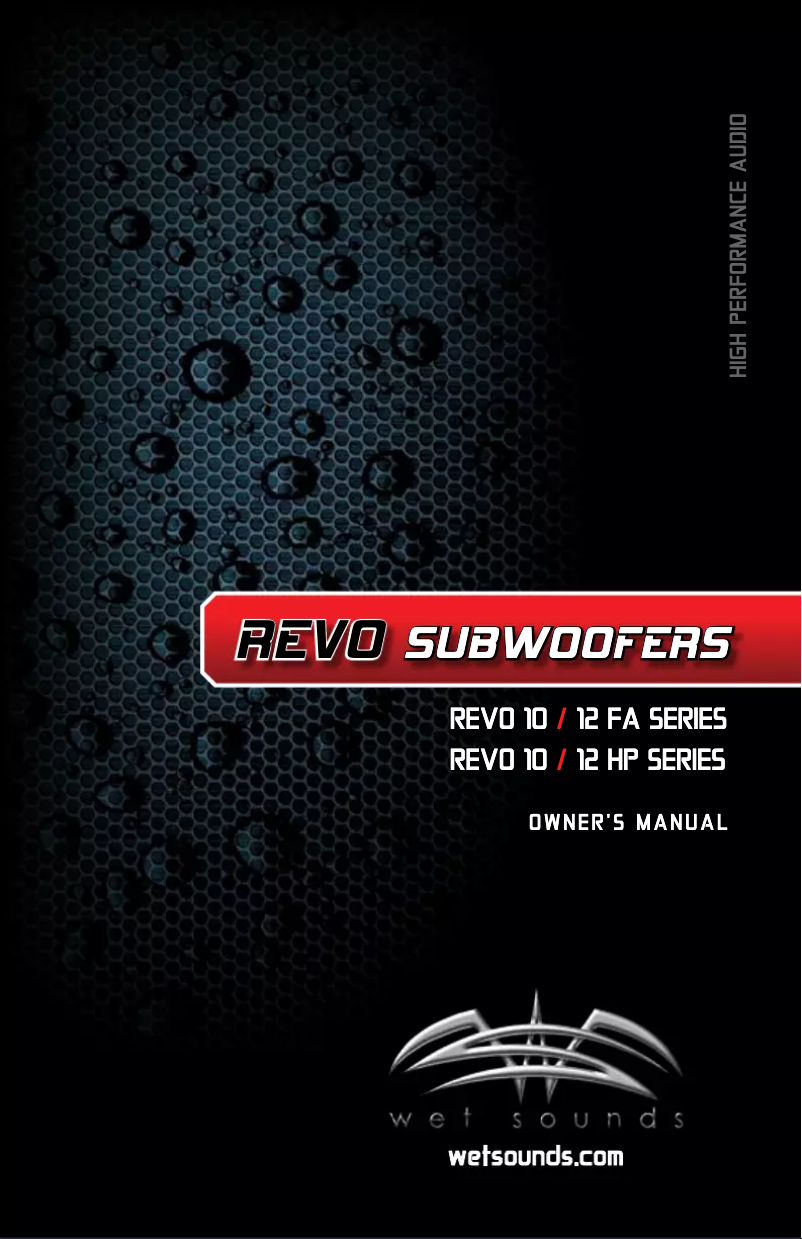 Page n°1 - Manuel utilisateur Wet Sounds REVO 12 FA S2-W