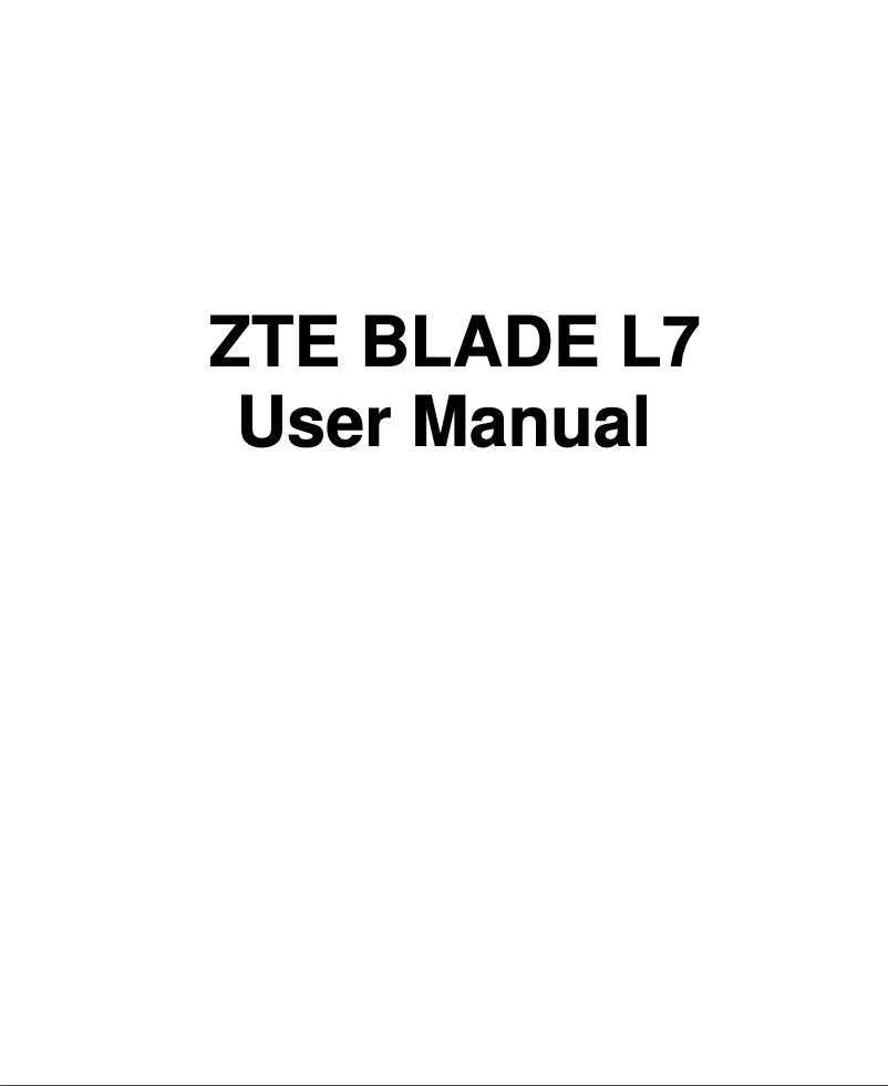 Page n°1 - Manuel utilisateur ZTE Blade L7