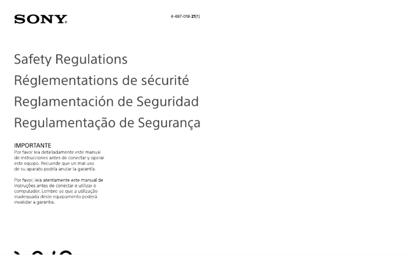 Página 1 del manual Instrucciones de seguridad Sony Vaio Fit 13 SVF13N190S