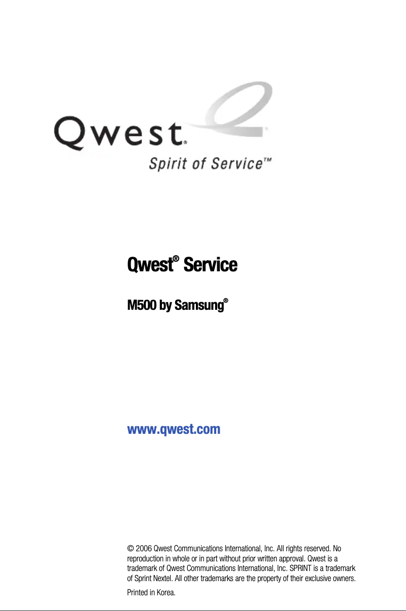 Page 1 de la notice Manuel utilisateur Samsung SPH-M500