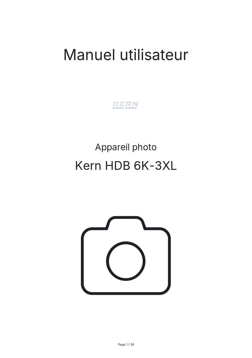 Page n°1 - Manuel utilisateur Kern HDB 6K-3XL