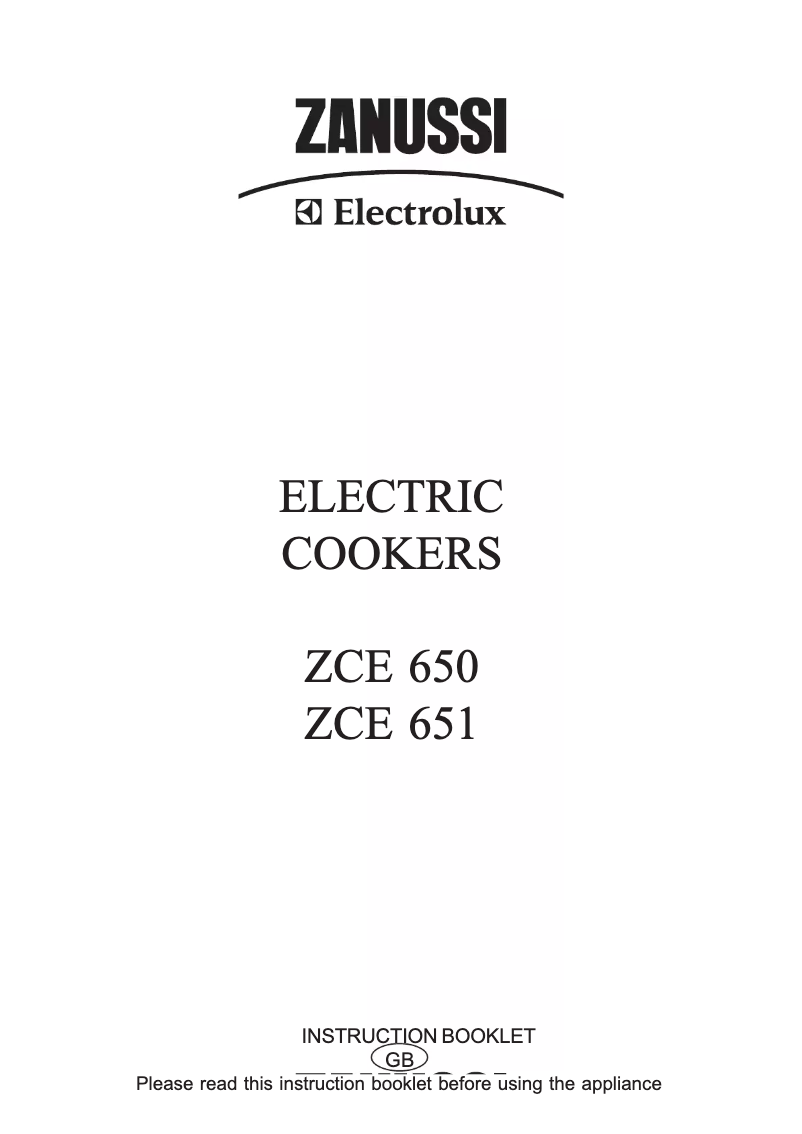 Image de la première page du manuel de l'appareil ZCE650W