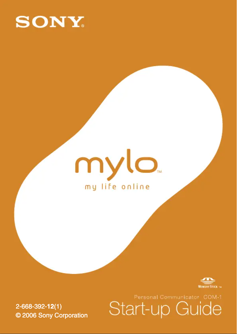 Page 1 de la notice Guide d'installation Sony Mylo COM-1