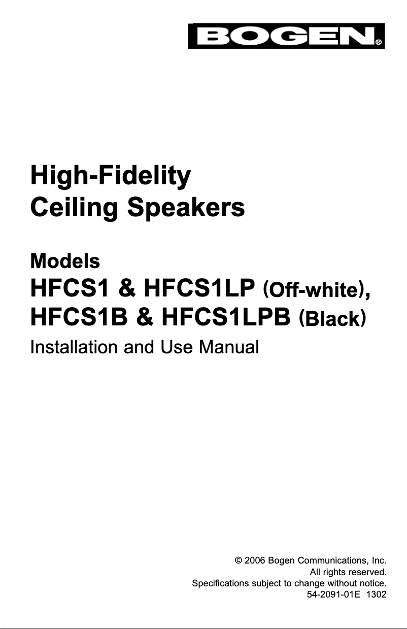 Page 1 de la notice Manuel utilisateur Bogen HFCS1LP