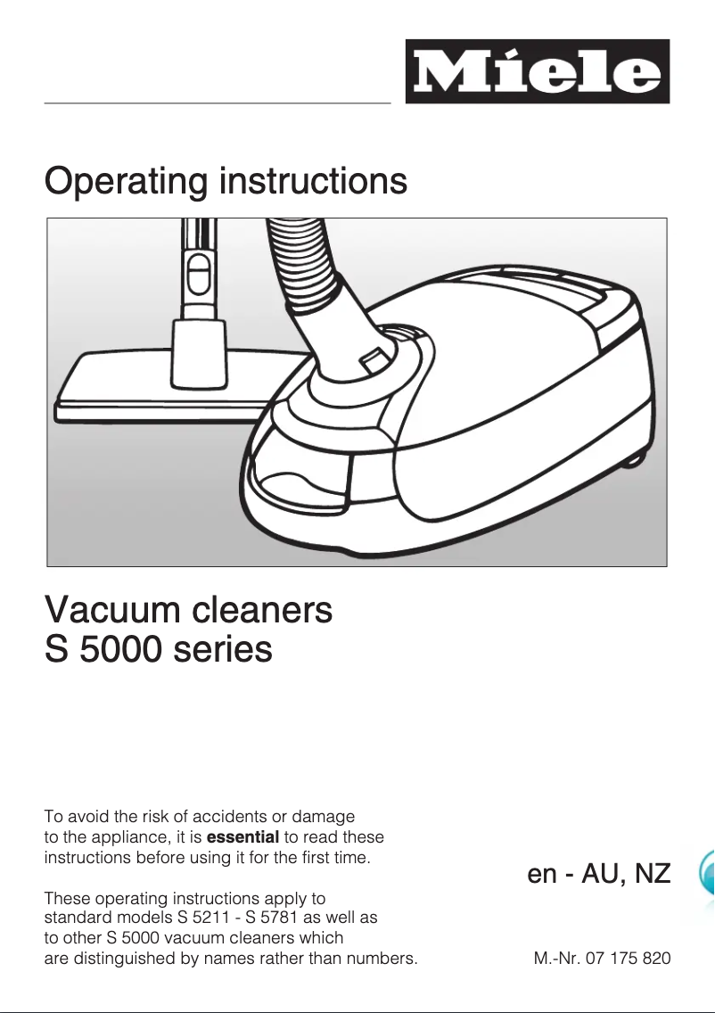 Page n°1 - Manuel utilisateur Miele S 5281