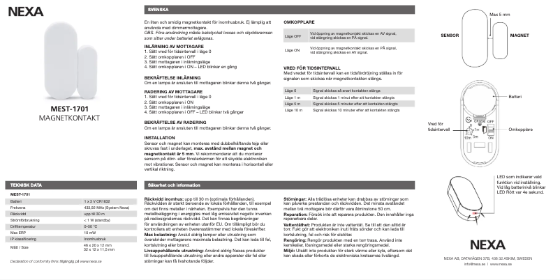 Image de la première page du manuel de l'appareil MEST-1701