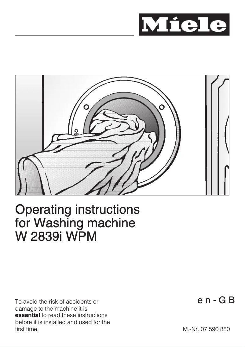 Page 1 de la notice Manuel utilisateur Miele W 2839I WPM