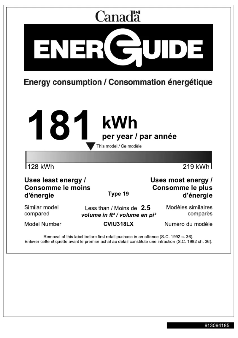 Image de la première page du manuel de l'appareil CVIU318LX