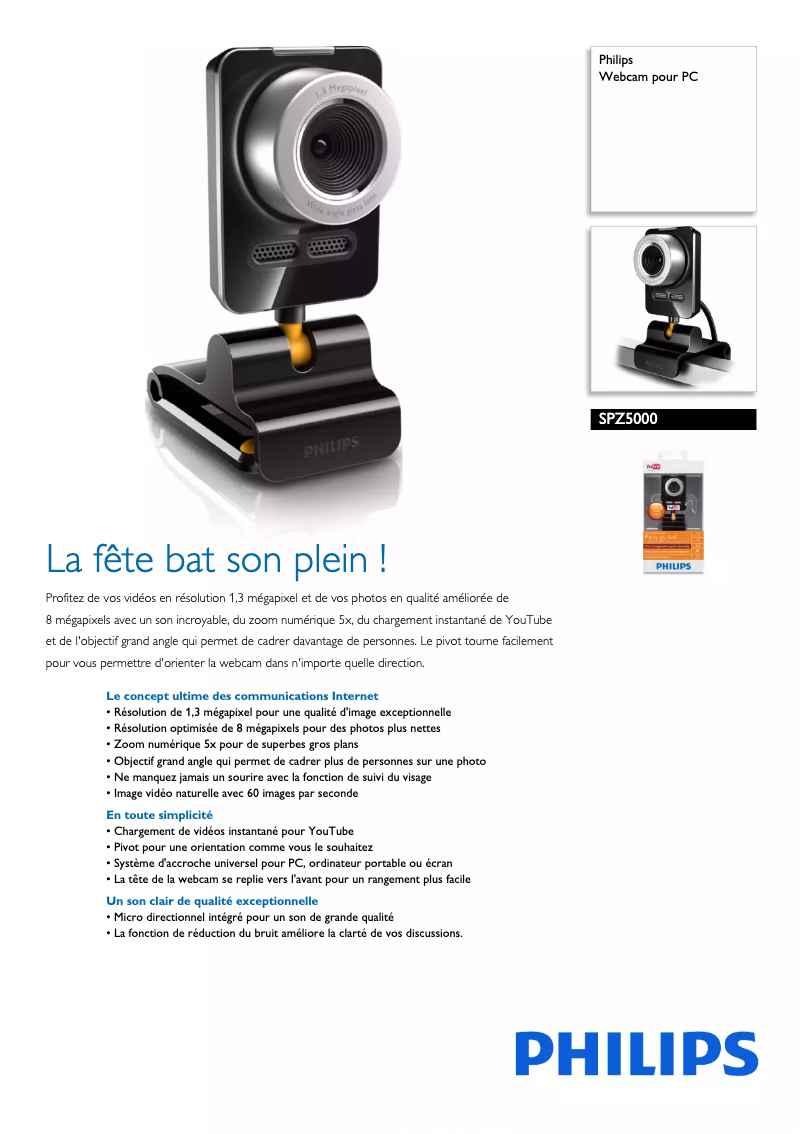 Page n°1 - Fiche technique Philips SPZ5000