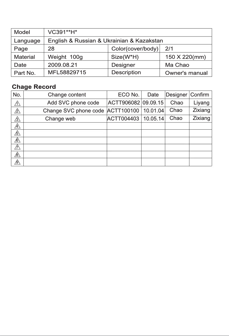 Página 1 del manual Manual de usuario LG V-C39101H