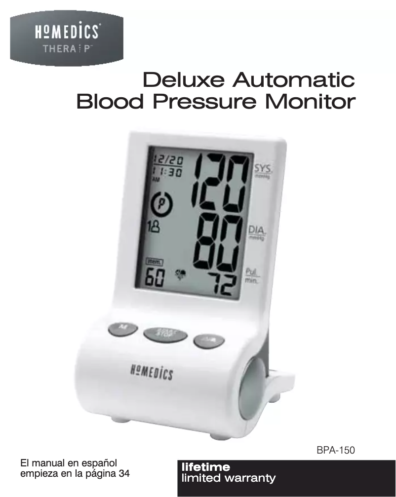 Page 1 de la notice Manuel utilisateur Homedics BPA-150