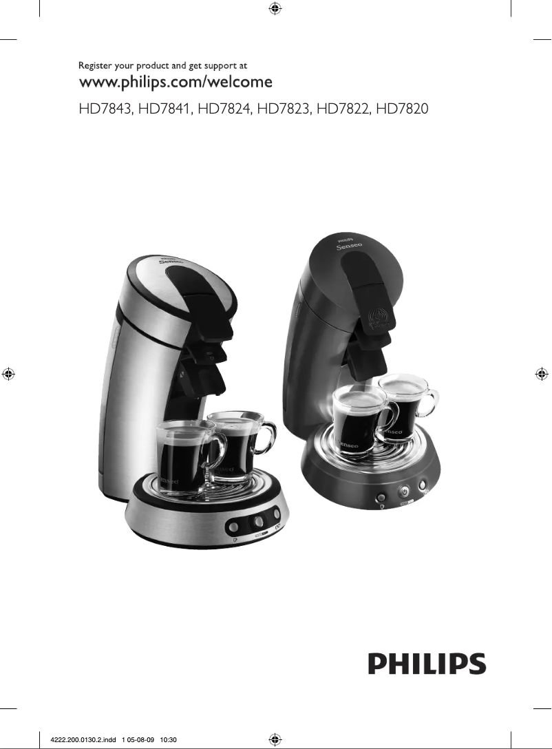 Page 1 de la notice Manuel utilisateur Philips Senseo HD7843