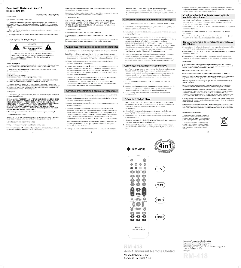 Page 1 de la notice Manuel utilisateur Chunghop RM418