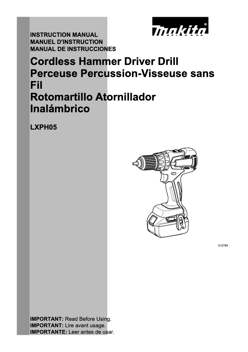 Page 1 de la notice Manuel utilisateur Makita LXPH05Z