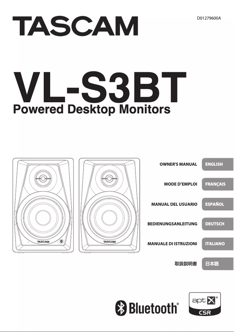 Page n°1 - Manuel utilisateur Tascam VL-S3