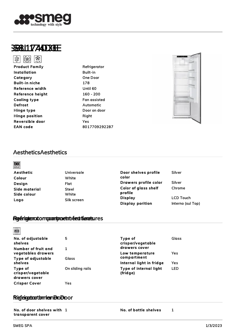 Página 1 del manual Folleto Smeg S8L174D3E