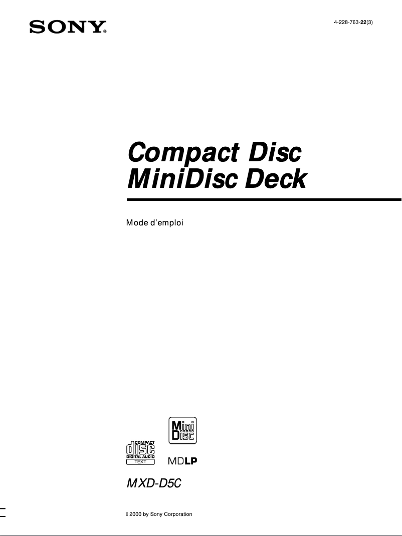 Image de la première page du manuel de l'appareil MXD-D5C